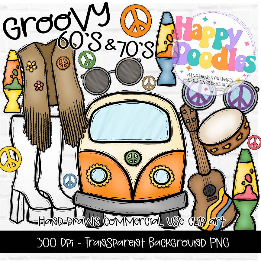 The Groovy 60s and 70s - 2025 Clipart Set