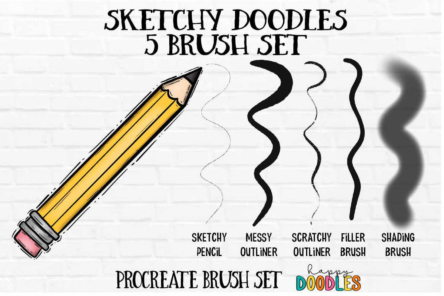 Sketchy Doodles Brush Set - Procreate Brushes - Happy Doodles Designs