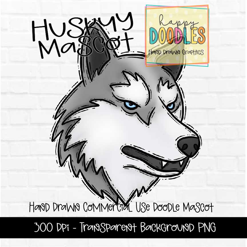 Huskies Side View Mascot Graphics 2023 - Happy Doodles Designs