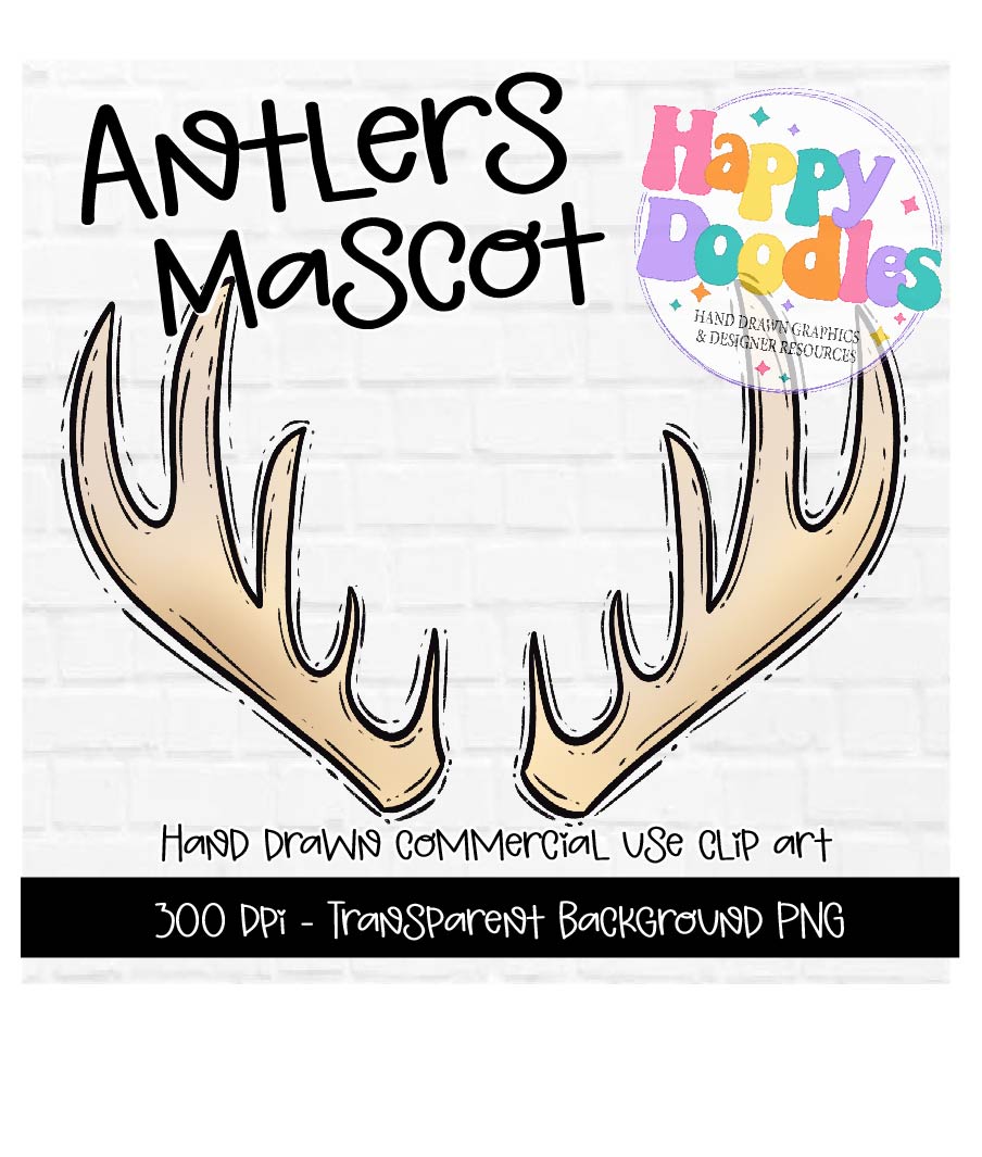 Antlers Mascot Graphics 2023 - Happy Doodles Designs