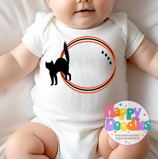 Black Cat Monogram Frame SVG | Seasonal Monogram Frame for Cricut & Silhouette - Happy Doodles Designs