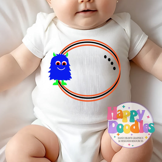 Monster Monogram Frame SVG | Fun Holiday Monogram Frame for Crafts - Happy Doodles Designs