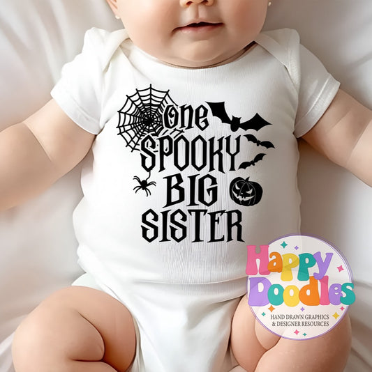 One Spooky Big Sister SVG | Spooky Family Matching Shirt Design - Happy Doodles Designs
