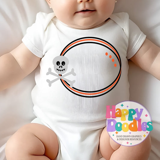 Skull Bones Monogram Frame SVG | Spooky Cute Monogram Frame for Cricut & Silhouette - Happy Doodles Designs