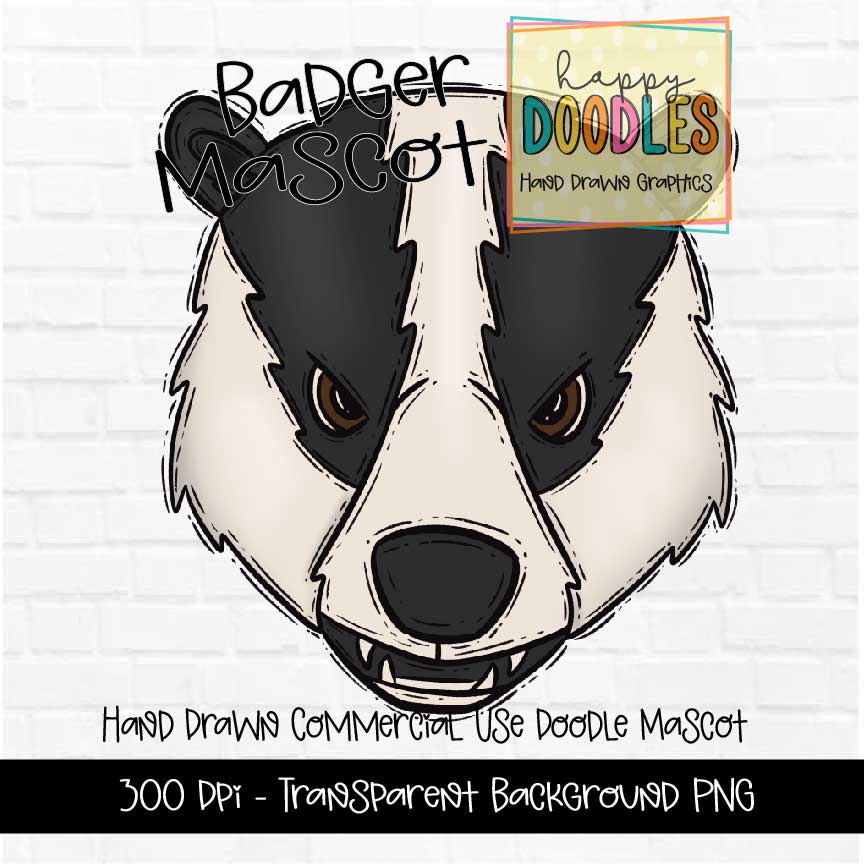Badgers Mascot Graphics 2023 - Happy Doodles Designs