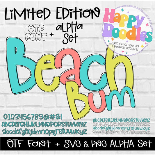 Exclusive Beach Bum Alpha Set - Happy Doodles Designs