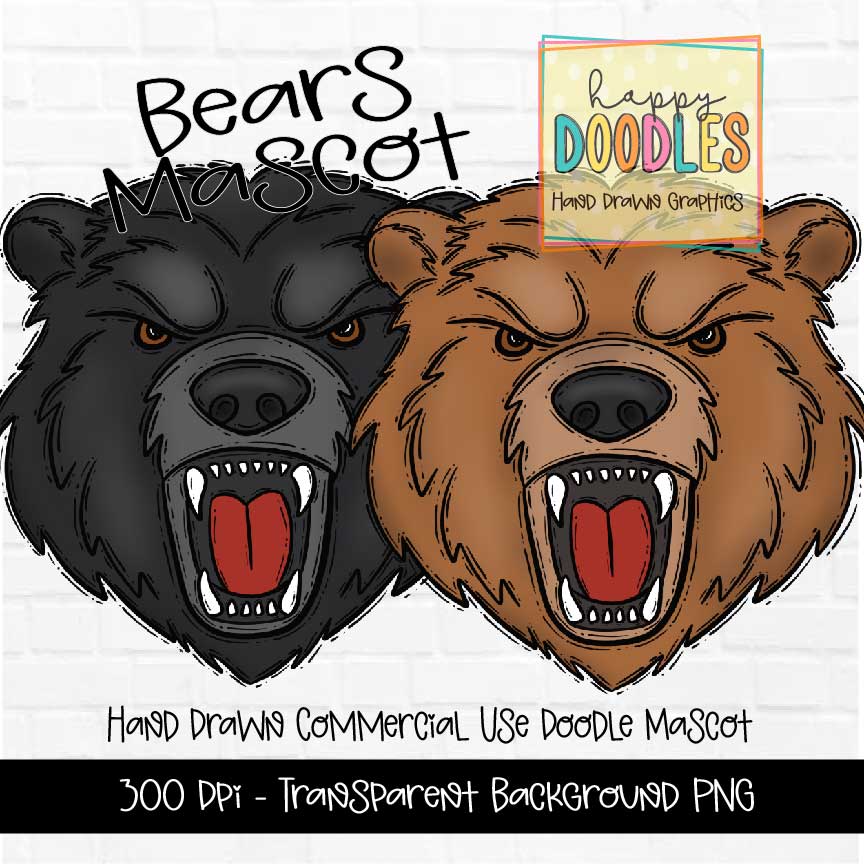 Bear Mascot Graphics 2023 - Happy Doodles Designs
