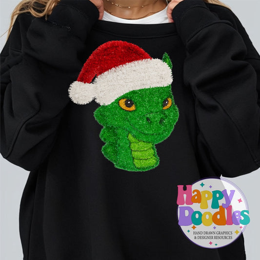 Faux Tinsel Cute Dragon Mascot Printable PNG