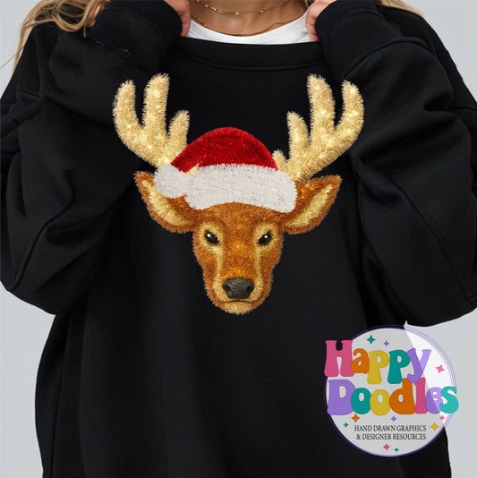 Elk Faux Tinsel Christmas Mascot Printable PNG