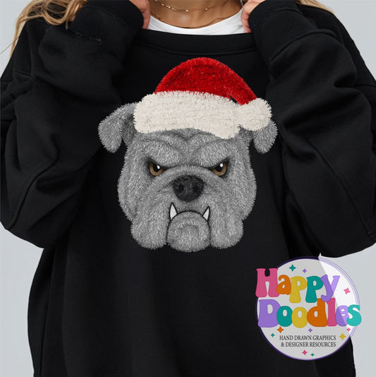 Faux Tinsel Grey Bulldog Mascot Printable PNG