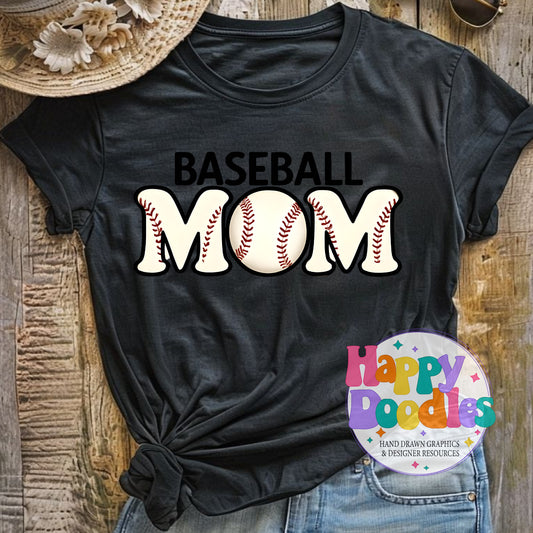 Baseball Mom DIY Printable T-Shirt Design - Happy Doodles Designs