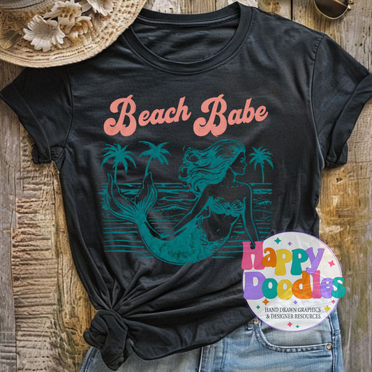 Beach Babe High Resolution Printable PNG - Happy Doodles Designs