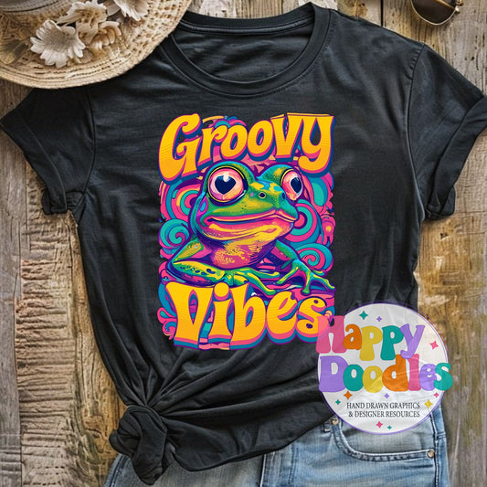 Groovy Vibes T-Shirt Printable PNG Download - Happy Doodles Designs