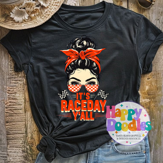 Its Raceday Yall DIY Printable T-Shirt Design - Happy Doodles Designs