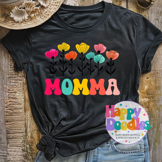 Momma Flowers DIY Printable T-Shirt Design - Happy Doodles Designs