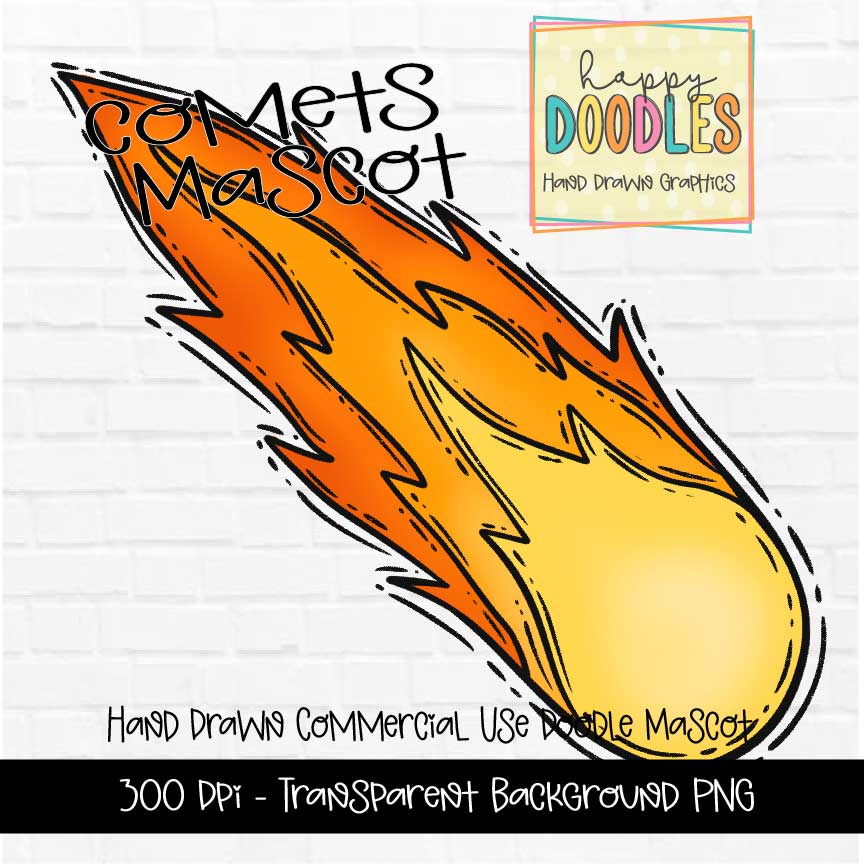 Comet Mascot Graphics 2023 - Happy Doodles Designs