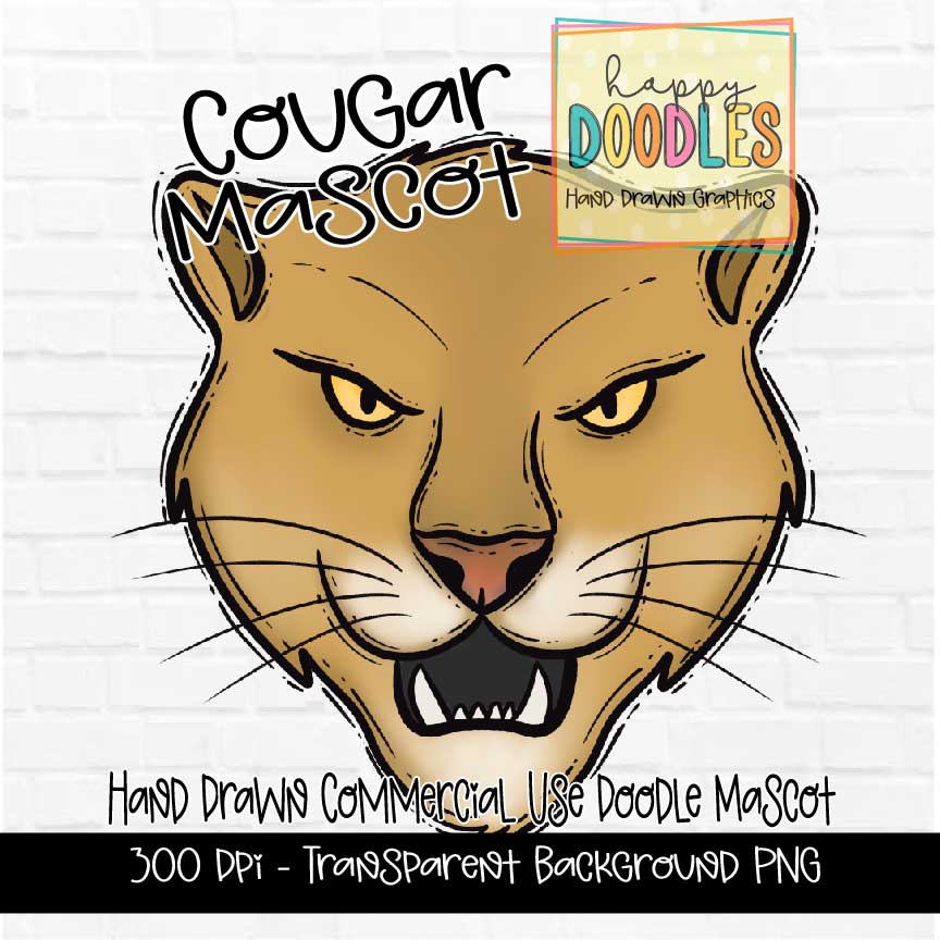 Cougar Mascot Graphics 2023 - Happy Doodles Designs