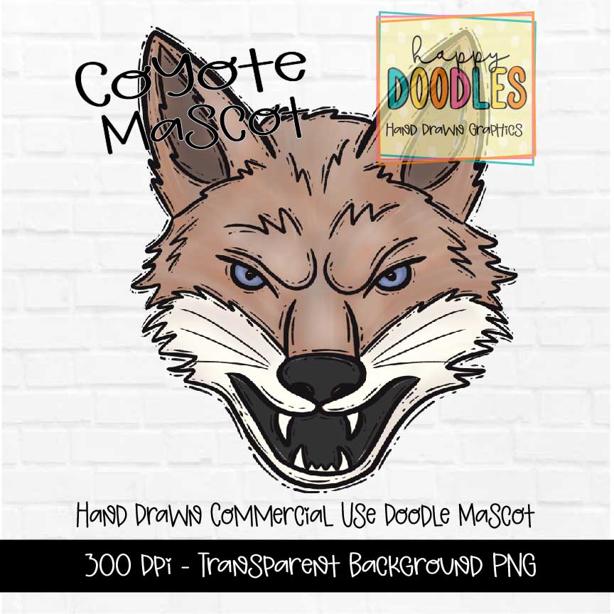 Coyote Mascot Graphics 2023 - Happy Doodles Designs