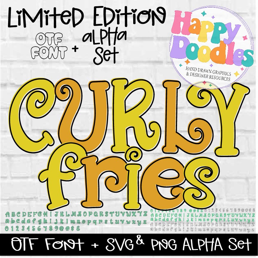 Semi-Exclusive Curly Fries Alpha Set - Happy Doodles Designs