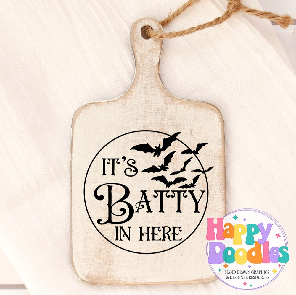 Halloween Sign Circle Batty in Here SVG | DIY Halloween Sign – Ready to Cut