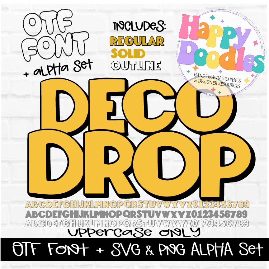 Deco Drop Alpha Set - Hand Drawn Commercial Use Font - Happy Doodles Designs