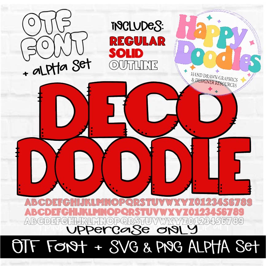 Deco Doodle Alpha Set - Hand Drawn Commercial Use Font - Happy Doodles Designs