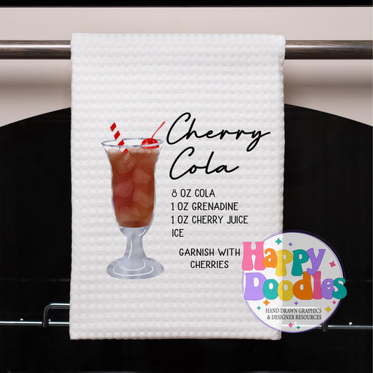 Cherry Cola Recipe Bar Cart Printable PNG - Happy Doodles Designs