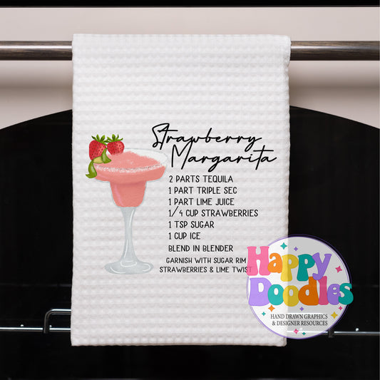 Strawberry Margarita Bar Cart Printable PNG - Happy Doodles Designs