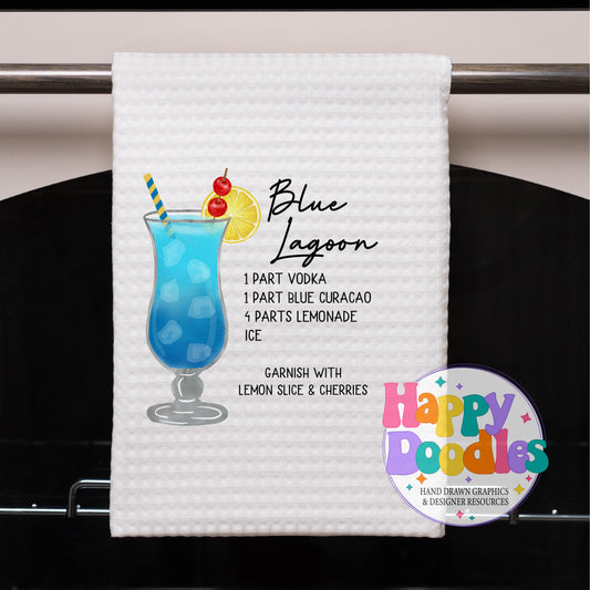 Blue Lagoon Printable PNG Recipe Card - Happy Doodles Designs