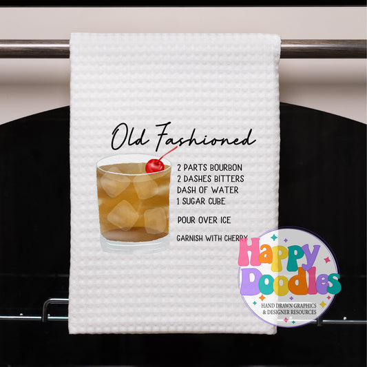 Old Fashioned Drink Recipe Printable PNG - Happy Doodles Designs