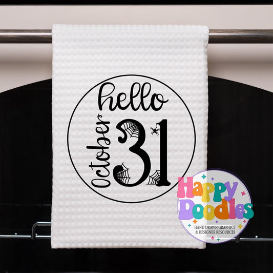 Halloween Sign Circle Hello October SVG | Halloween Sign SVG Cut File - Happy Doodles Designs