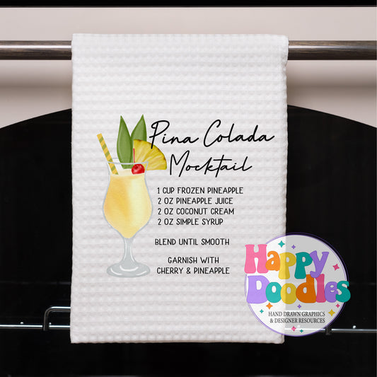 Pina Colada Mocktail Recipe Drink Recipe Printable PNG - Happy Doodles Designs