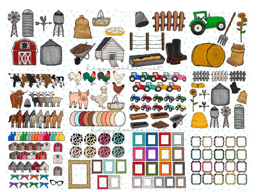 Down On The Farm - Hand Drawn Commercial Use Clipart Graphics