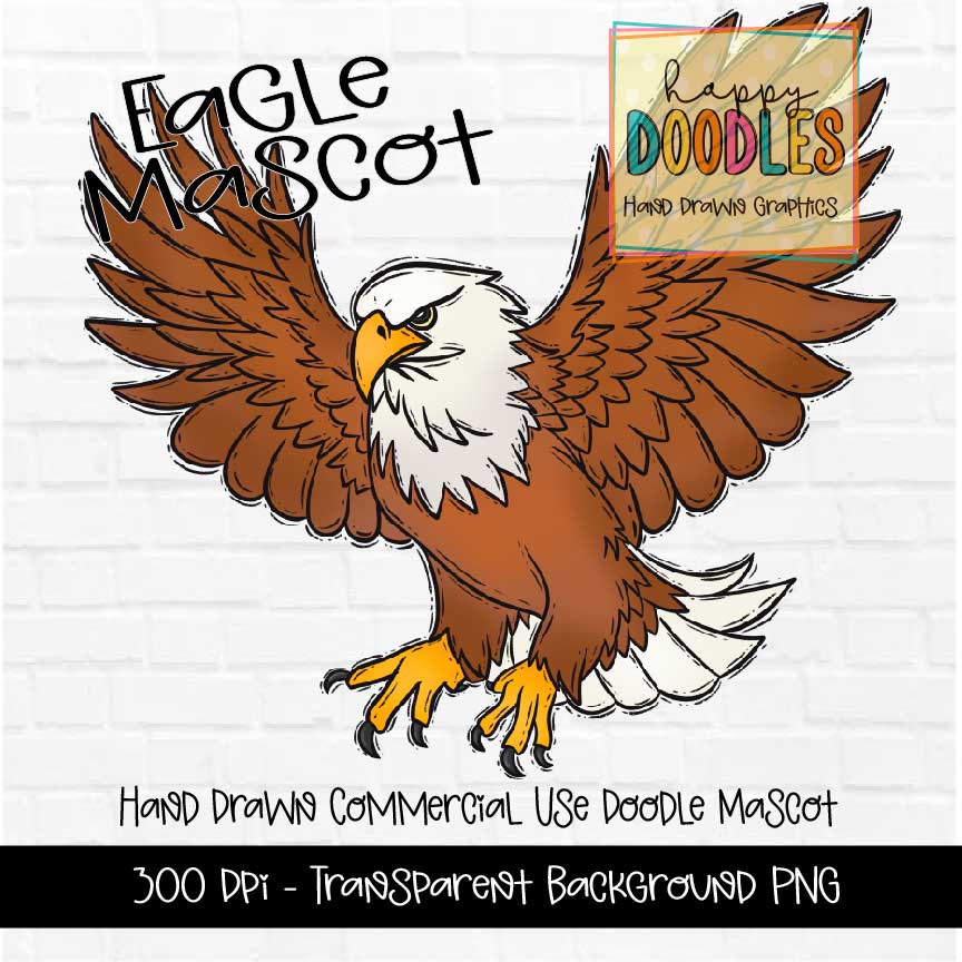 Eagle Flying Mascot Graphics 2023 - Happy Doodles Designs