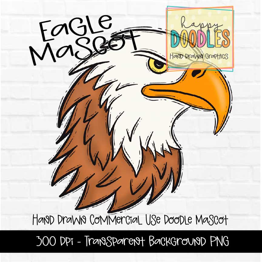 Eagle Head Mascot Graphics 2023 - Happy Doodles Designs