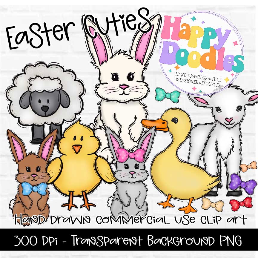Easter Cuties, Hand Drawn Commercial Use Clipart Graphics