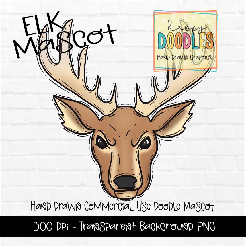 Elk Mascot Graphics 2023 - Happy Doodles Designs