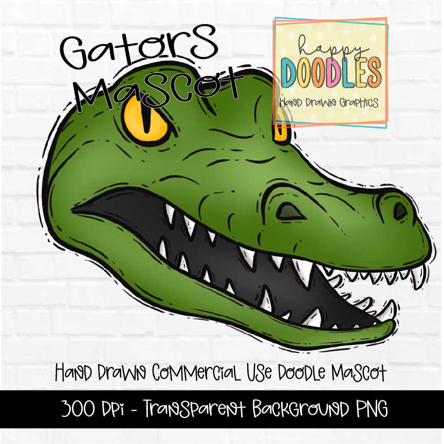 Gator Mascot Graphics 2023 - Happy Doodles Designs