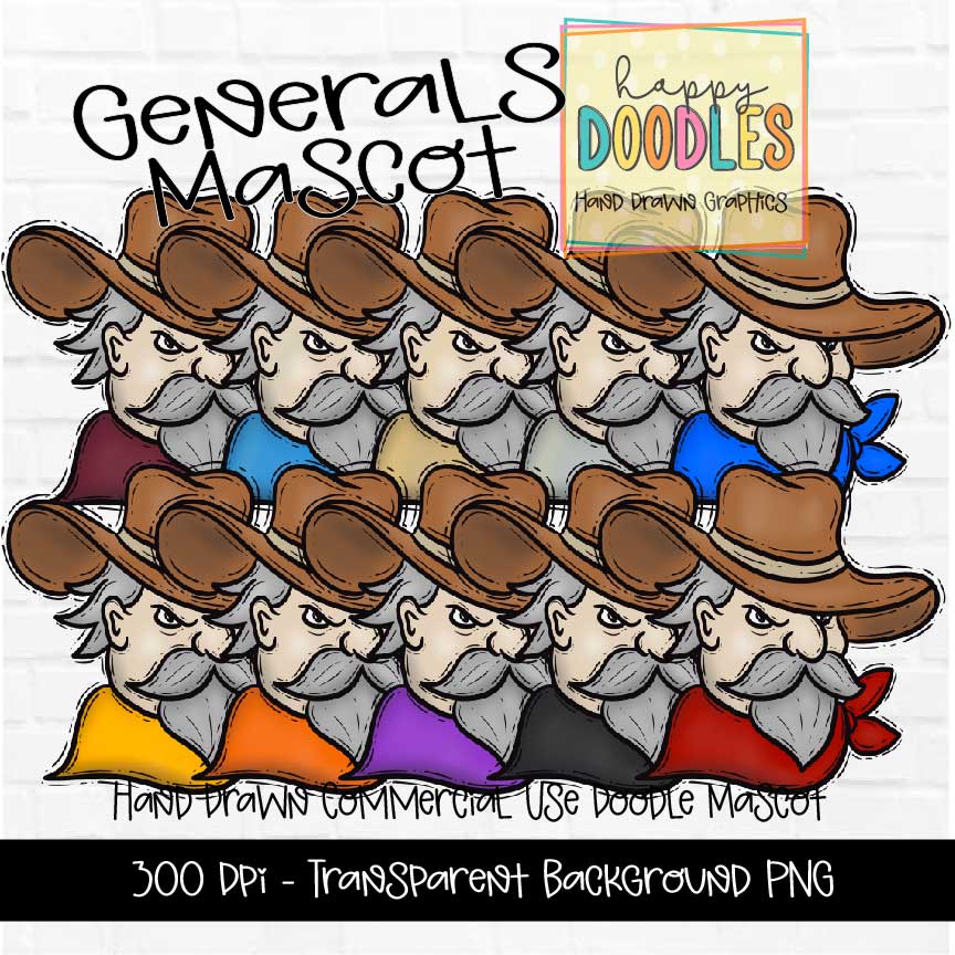 Generals All Colors Mascot Graphics 2023