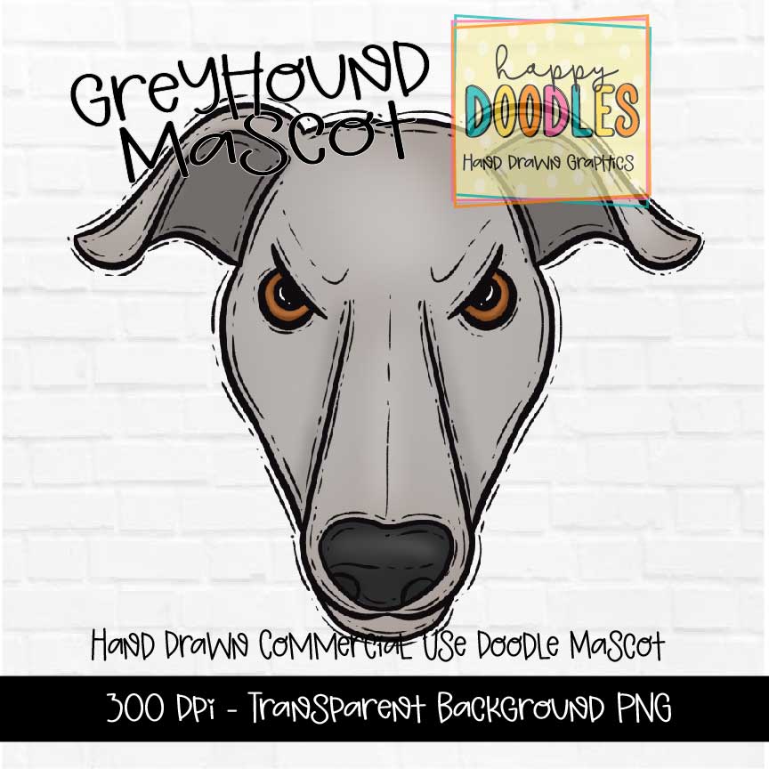 Greyhound Mascot Graphics 2023 - Happy Doodles Designs