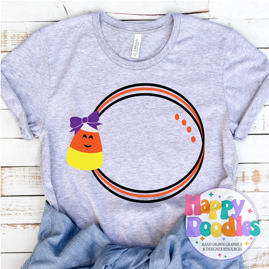 Candy Corn Bow Monogram Frame SVG | Fun Holiday Monogram Frame for Crafts - Happy Doodles Designs