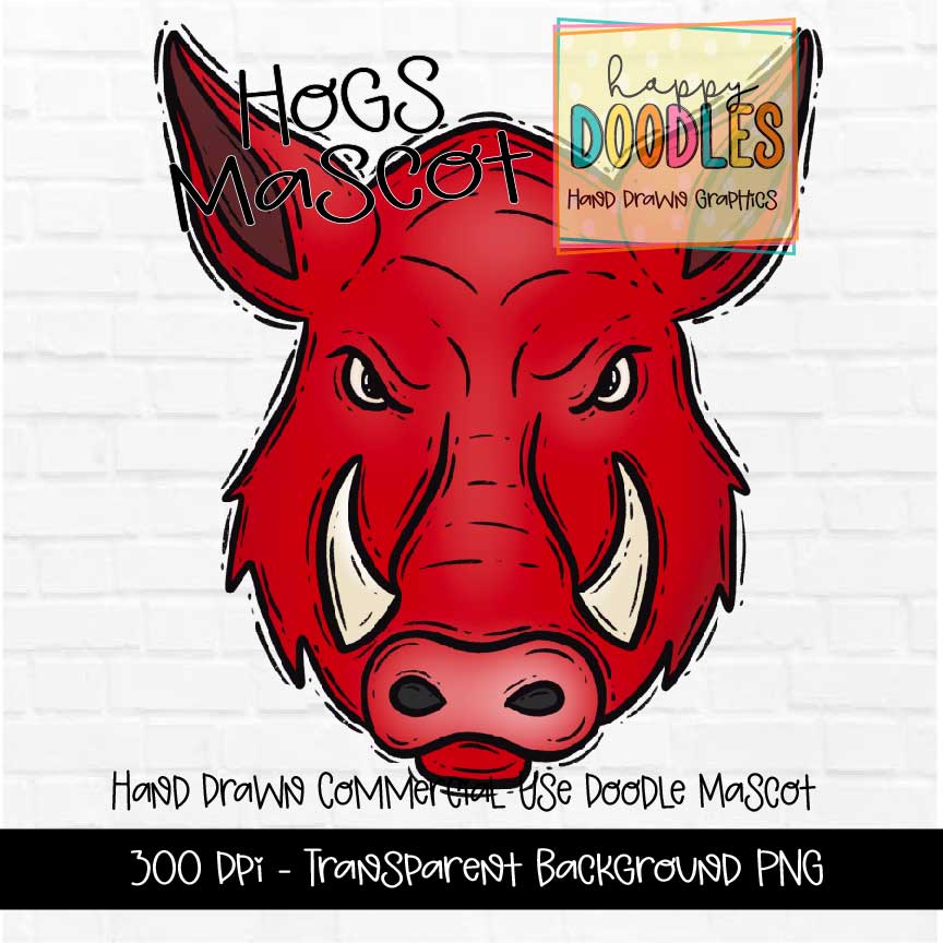Hogs Mascot Graphics 2023 - Happy Doodles Designs