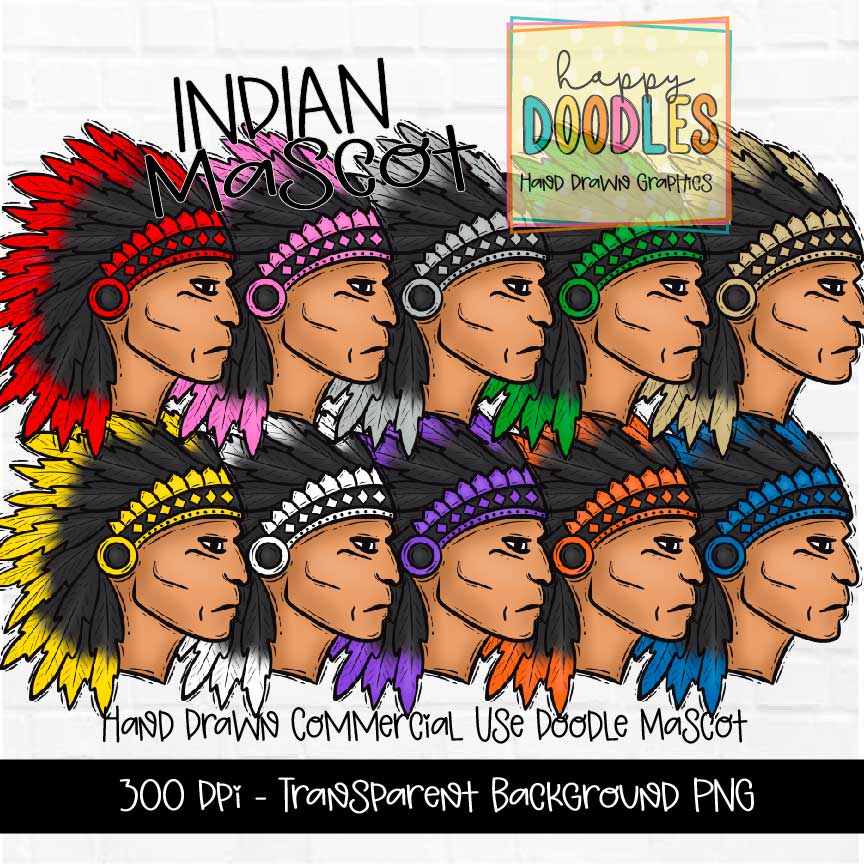 Indian Mascot Graphics 2023 - Happy Doodles Designs