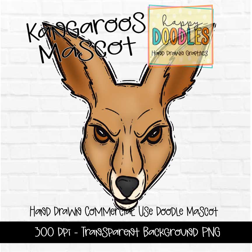 Kangaroo Mascot Graphics 2023 - Happy Doodles Designs