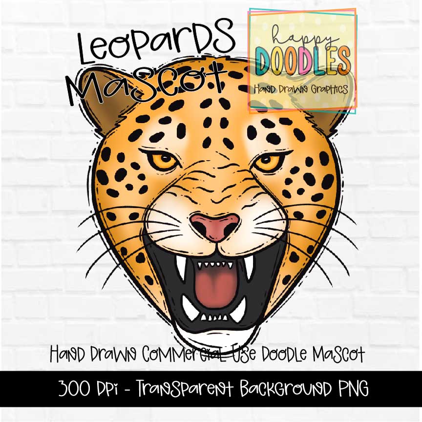 Leopard Mascot Graphics 2023 - Happy Doodles Designs