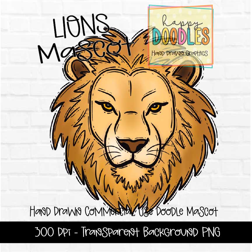 Lion Mascot Graphics 2023 - Happy Doodles Designs
