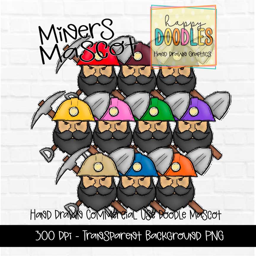 Miners Face Mascot Graphics 2023 - Happy Doodles Designs