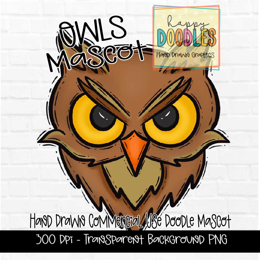 Owls Mascot Graphics 2023 - Happy Doodles Designs
