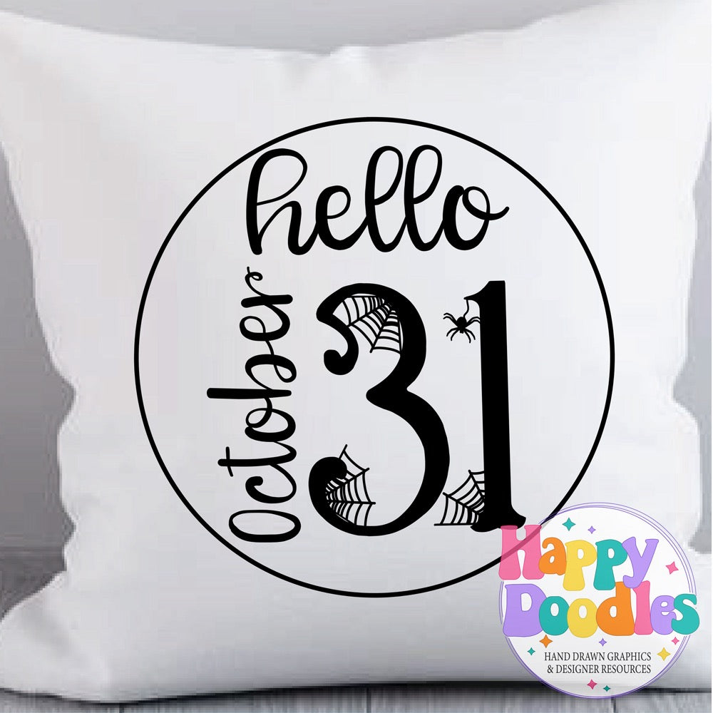 Halloween Sign Circle Hello October SVG | Halloween Sign SVG Cut File