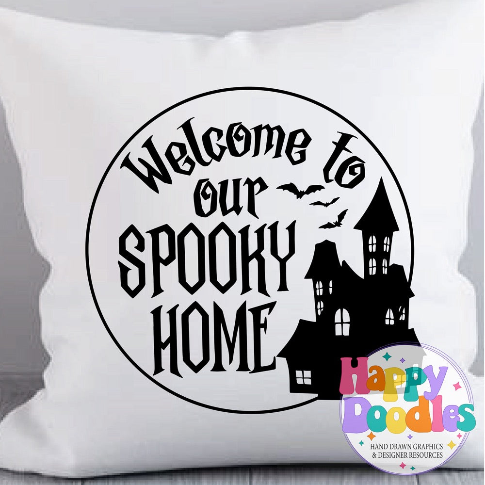 Halloween Sign Circle Welcome to Spooky Home SVG | Seasonal Sign SVG for Cricut & Silhouette